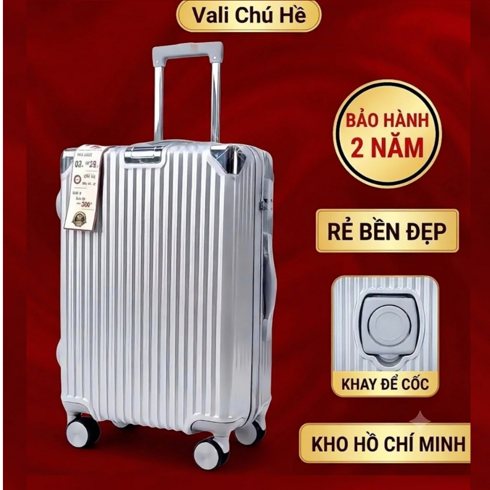 CC2- Vali kéo du lịch nhựa tốt,có khay để cốc, ốp góc size 20/24/28,chịu va đập tốt tặng TÚI ĐỰNG GIÀY.
