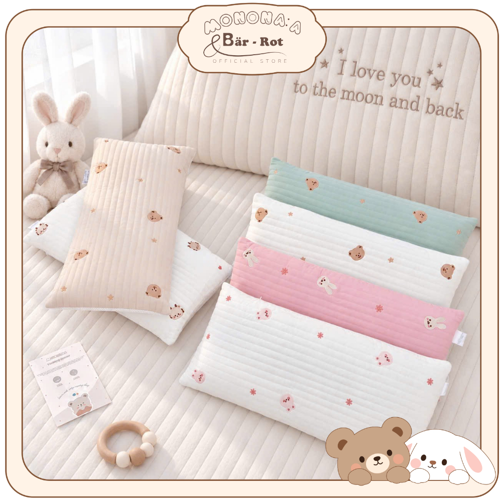 Gối đầu cho bé, gối khổ dài Monona , bảo vệ cột sống bé,ruột tháo rời dễ vệ sinh
