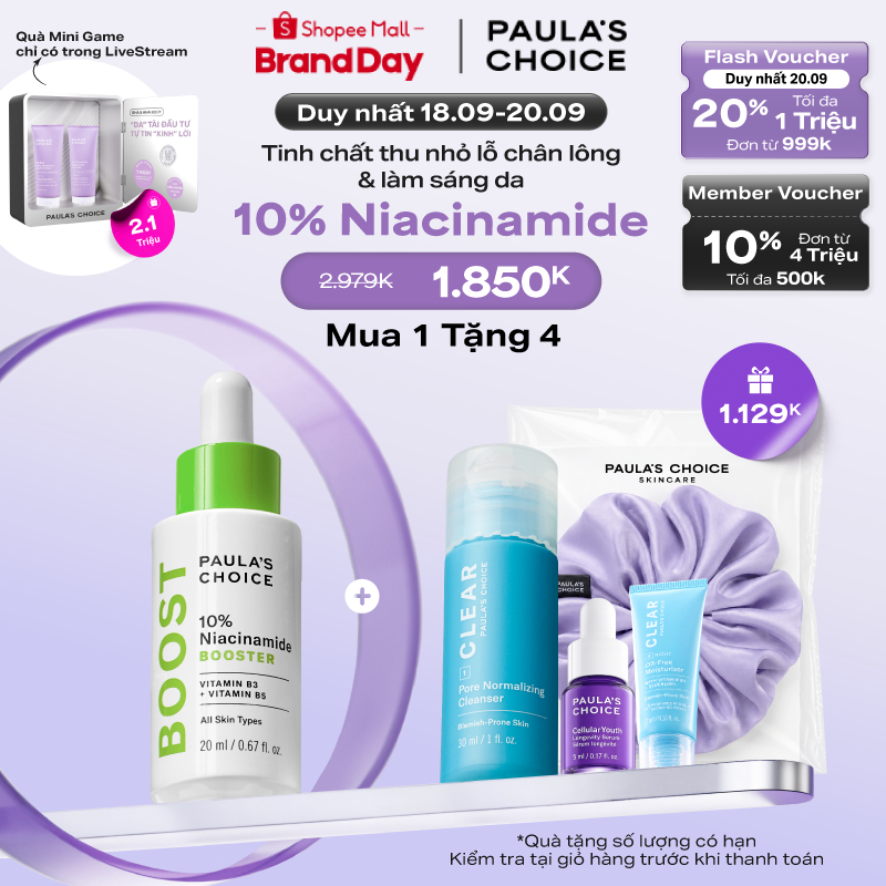 Tinh chất giúp thu nhỏ lỗ chân lông và làm sáng da Paula's Choice 10% Niacinamide Booster 20ml 7980