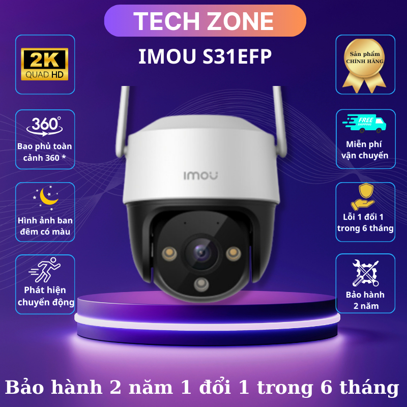 Camera Wifi Imou S31FEP độ phân giải 2K-3MP Ngoài Trời Xoay 360 Có Màu Ban Đêm Đàm Thoại