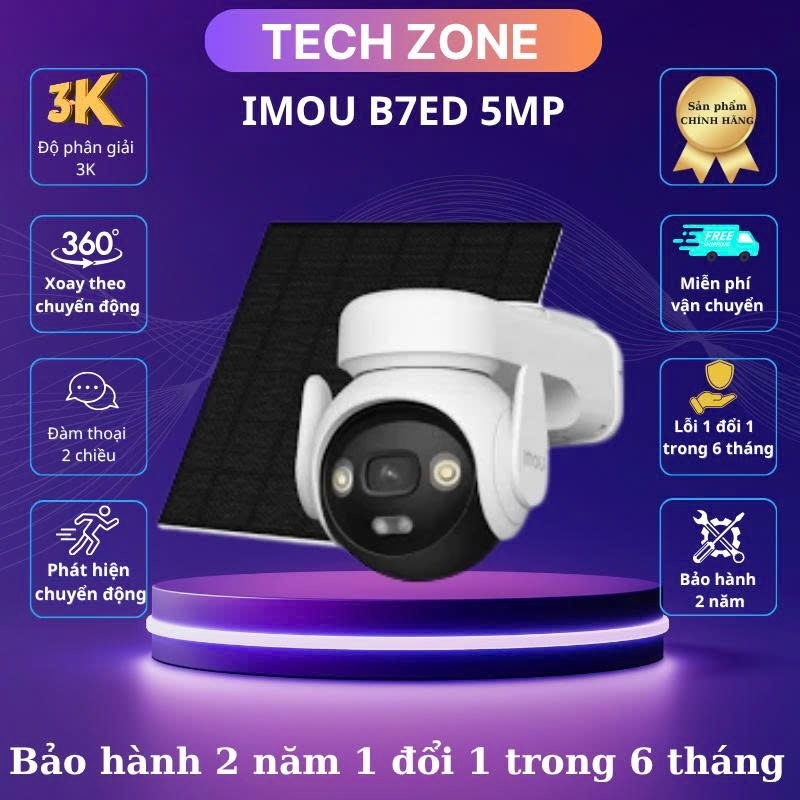 Camera IMOU xài sim 4G hoặc wifi công nghệ AOV 5MP 3K tích hợp tấm pin NLMT 5W 10Ah