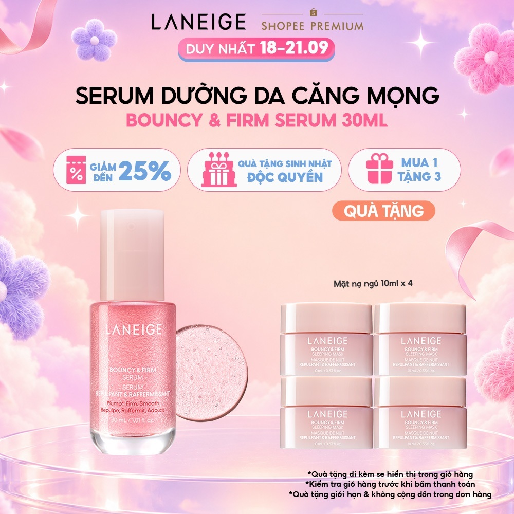 [Siêu phẩm 2025] Serum tăng cường collagen, làm mờ dấu hiệu lão hóa, giúp da căng sáng Laneige Bouncy & Firm Serum 30ml