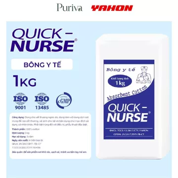 Bông Cuộn Y Tế QUICK-NURSE Bao 1Kg PURIVA | Bông Gòn Tự Nhiên Thấm Hút Sơ Cứu Vết Thương Cuộn Tiết Kiệm An Toàn