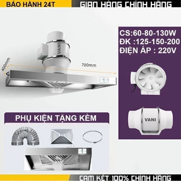 [TOP BÁN CHẠY] Combo Quạt Hút Mùi Thông Gió VANI Và Máng Hút Mùi Bếp Inox Hút Sạch Các Mùi Hôi, Dầu Mỡ