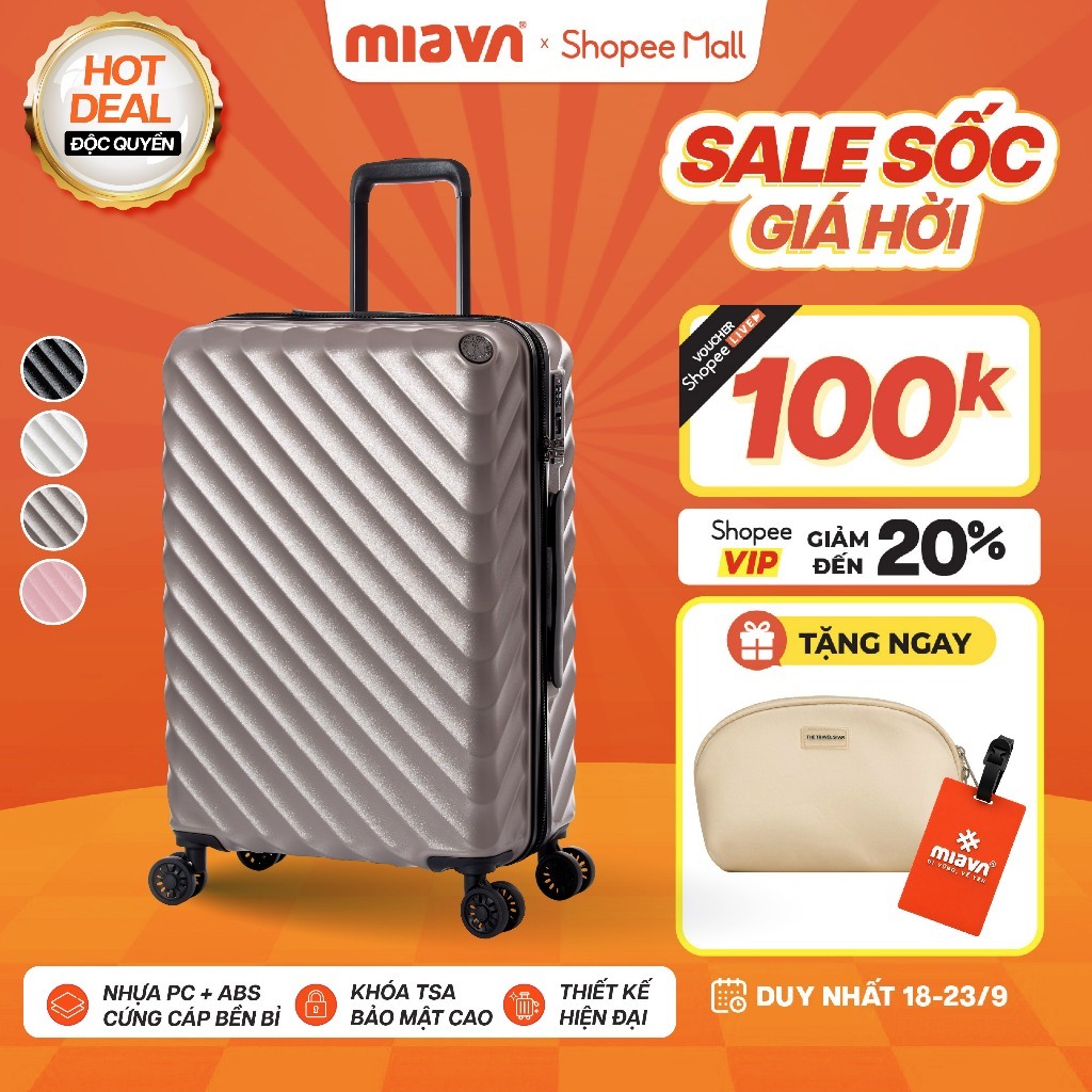 [🌟DEAL XỊN] Vali Kéo MIAvn Du Lịch Larita WENY - Size 22/24/28 Inch, Nhựa PC/ABS Cứng Cáp Bền Bỉ, Bảo Hành Trọn Đời