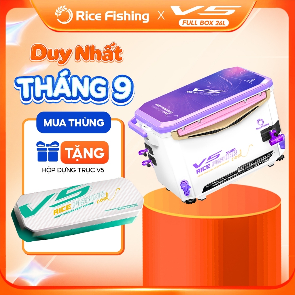 Thùng câu đài V5 Rice Fishing chân địa hình dung tích 30L phiên bản mới KK-62