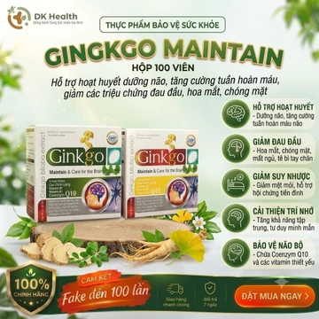 Ginkgo Biloba Tăng Cường Tuần Hoàn Máu, Giảm Rối Loạn Tiền Đình, Đau Đầu, Mất Ngủ, Hộp 100 viên