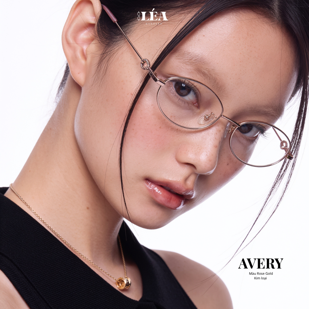 [LÉA GLASSES] Kính mắt Oval Kim Loại chuyên lắp cận AVERY phong cách dễ thương HOT TREND