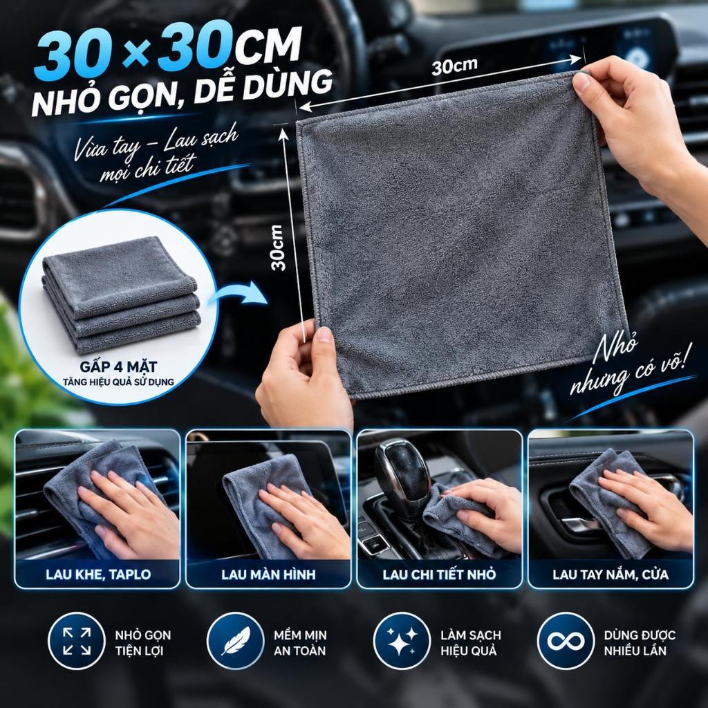 Khăn lau đa năng Microfiber 30x30cm – MỖI VIỆC MỘT KHĂN - KHÔNG DÙNG LẪN | Combo 5, 10, 20 khăn màu ngẫu nhiên | BigBuy360 - bigbuy360.vn