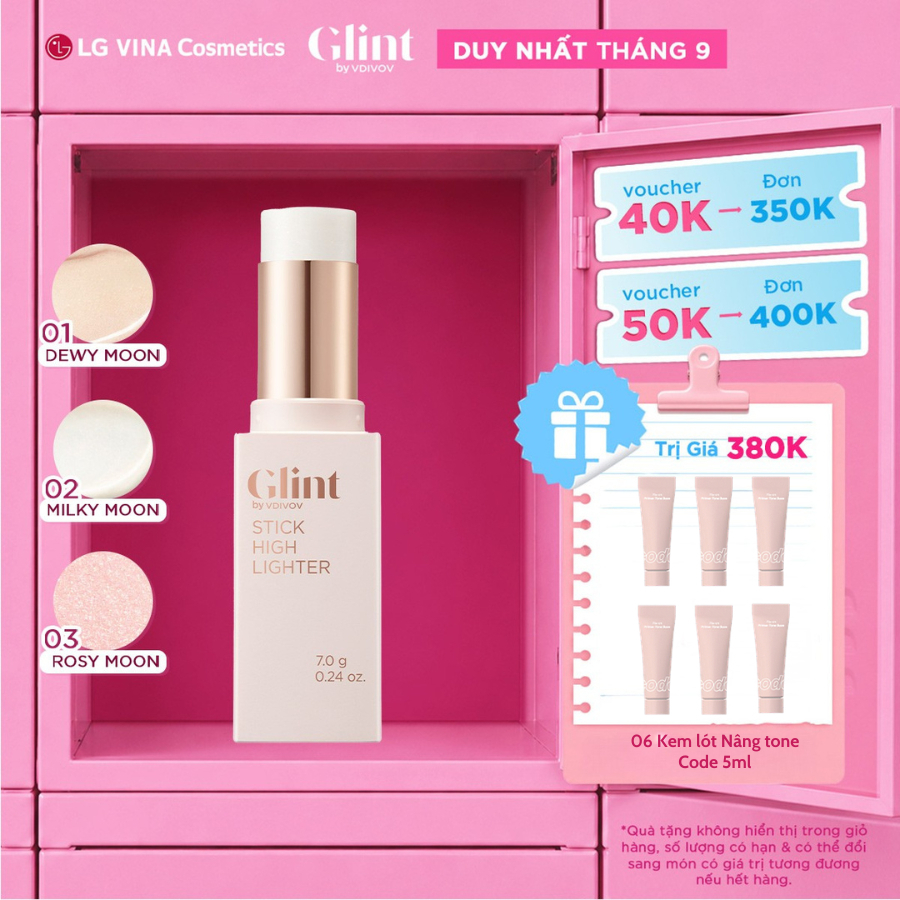 [LG Makeup VN] Nhũ bắt sáng highlight Glint dạng thỏi 7g chứa bột ngọc trai, tiện lợi, dưỡng ẩm da
