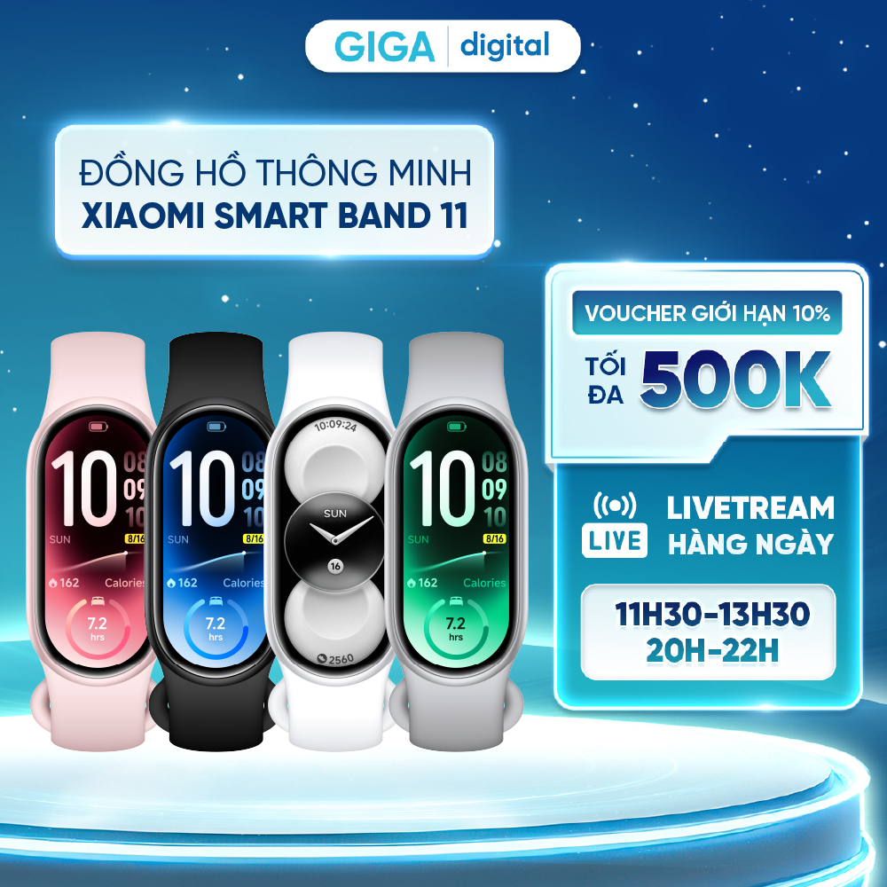 Đồng hồ thông minh Xiaomi Smart Band 11 | Màn hình AMOLED 1.72" | Quản lý sức khỏe đa chiều: nhịp tim, SpO₂, giấc ngủ...