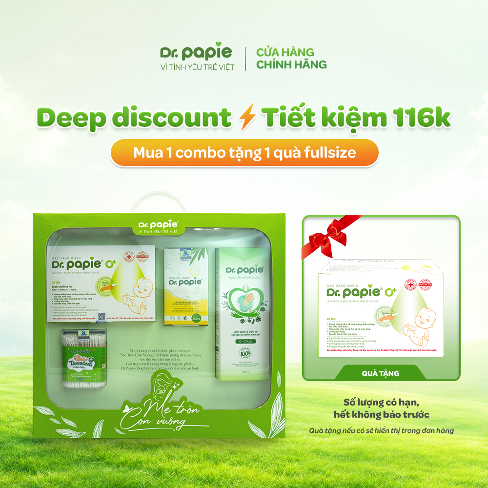 [Đang giảm giá] Bộ 4 Món Sang Trọng Lịch Sự Tặng Bạn Bè Đồng Nghiệp Dr.Papie Mẹ Tròn Con Vuông, Combo Tiết Kiệm