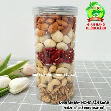 500gram Hạt mix dinh dưỡng hỗn hợp 5 loại hạt (macca, hạt điều, óc chó đỏ, hạnh nhân, óc chó vàng) có xuất hóa đơn VAT