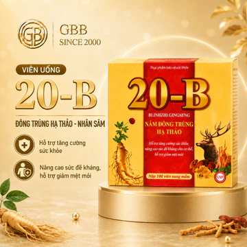 Viên Uống 20B Ginseng Linh Chi Nhân Sâm Đông Trùng Hạ Thảo Hỗ Trợ Tăng Sức Đề Kháng, Giảm Mệt Mỏi - Hộp 100 Viên