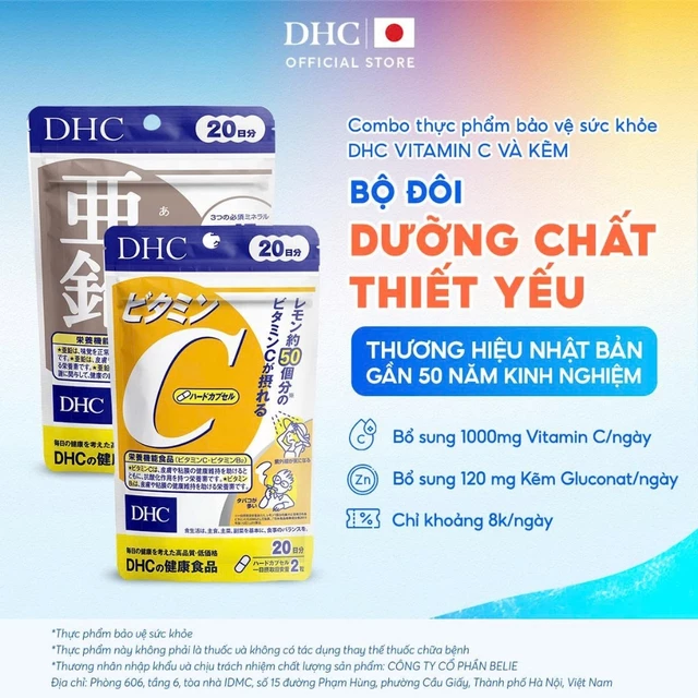 Combo Viên uống DHC Vitamin C & Kẽm (20 ngày) - Thực phẩm bảo vệ sức khoẻ DHC Vitamin C & Zinc