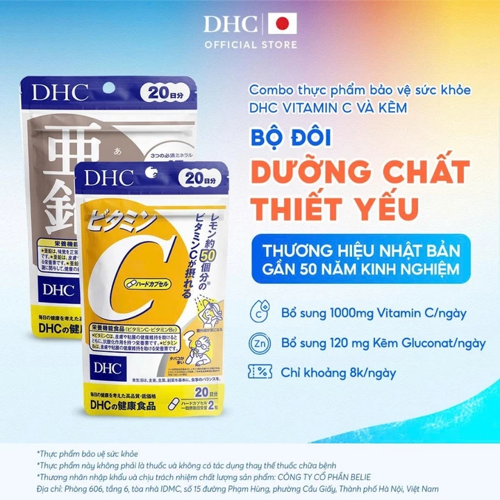 Combo Viên uống DHC Vitamin C & Kẽm (20 ngày) - Thực phẩm bảo vệ sức khoẻ DHC Vitamin C & Zinc