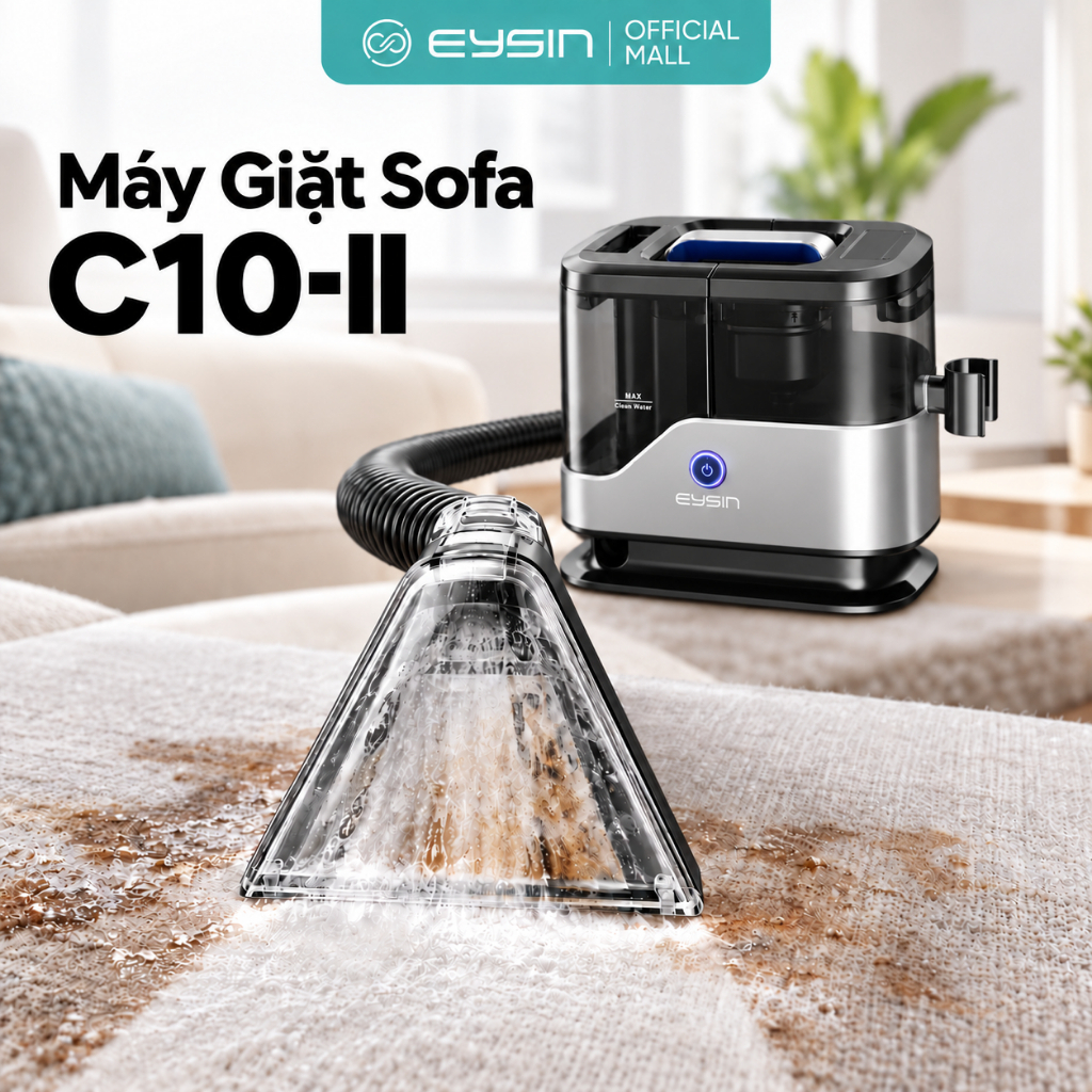 [K] Máy Giặt Sofa Cầm Tay EYSIN C10II Giặt Đệm, Nệm, Vệ Sinh Nội Thất, Lực hút 17k PA
