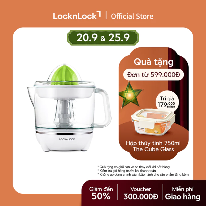Máy vắt cam, chanh, bưởi, quýt, màu trắng Lock&Lock Citrus Juicer EJJ231 700ml