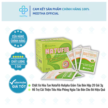 NatuFib Hulipha - Giảm Táo Bón Hỗ Trợ Cải Thiện Tiêu Hóa Phòng Ngừa Táo Bón Cho Bé (Hộp 20 Gói)