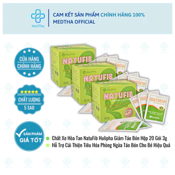 [COMBO 2/3 HỘP] NatuFib Hulipha - Giảm Táo Bón Hỗ Trợ Cải Thiện Tiêu Hóa Phòng Ngừa Táo Bón Cho Bé (Hộp 20 Gói)