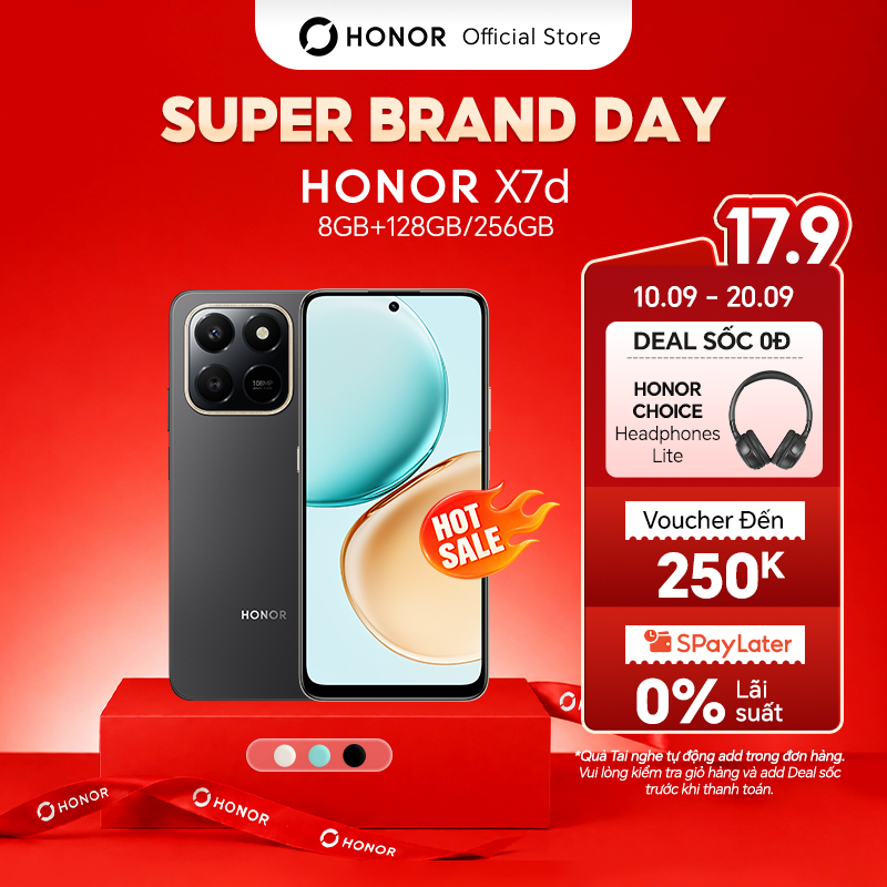 Điện Thoại HONOR X7d 8GB+128/256GB | Pin 6500mAh | Camera 108MP | Bảo hành 18 Tháng