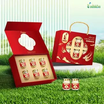 Hộp Quà 6 hũ/10 hũ yến chưng sẵn 70ml - 2gr yến tươi, vị sâm & đông trùng, đường kiêng, đường phèn, hạt sen, nhân sâm