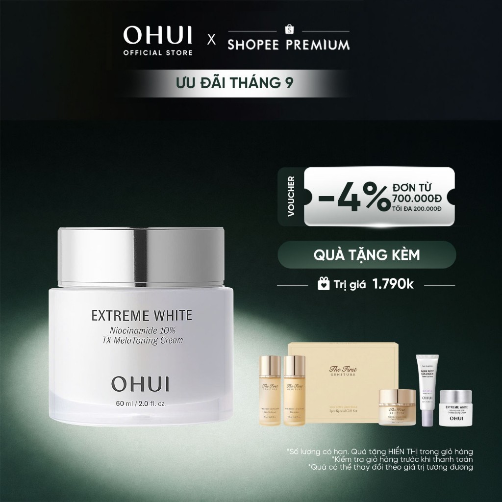 [OHUI Official] Kem dưỡng sáng chuyên sâu cải thiện sắc da OHUI Extreme White Niacinamide 10% TX MelaToning Cream 60ml