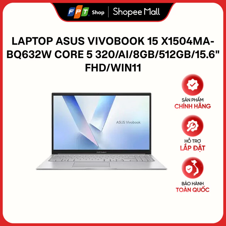 Laptop Asus Vivobook 15 X1504MA-BQ632W Core 5-320/AI/8GB/512GB/15.6"" FHD/Win11_Bạc