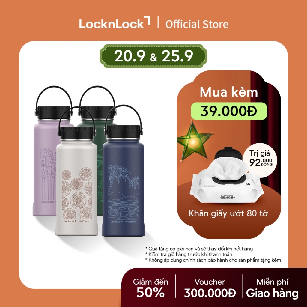 Bình giữ nhiệt Lock&Lock bằng thép không rỉ Riga Tumbler Vietnam Edition 897ml (4 phiên bản) LHC4160