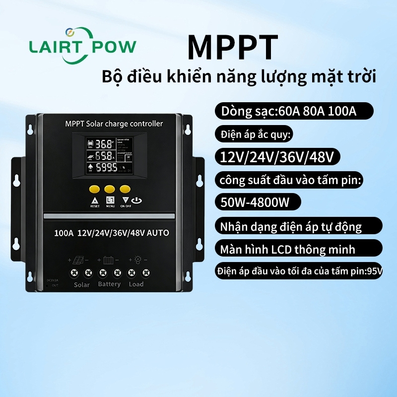 MPPT Bộ điều khiển năng lượng mặt trời ,Bộ sạc MPPT 30A/60A/80A/100A 12V/24V/36V/48V Bộ chuyển đổi tự động