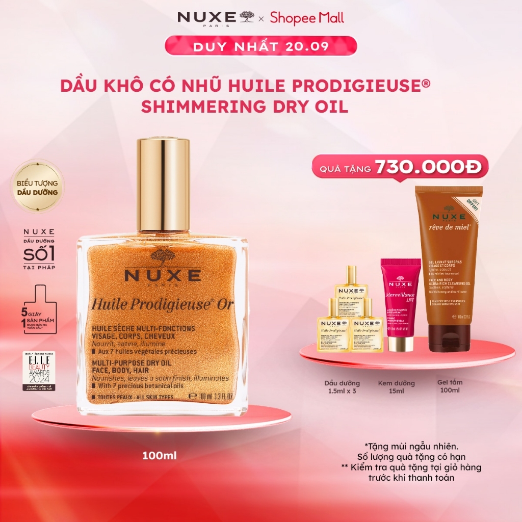 Dầu dưỡng khô đa năng có nhũ Nuxe Huile Prodigieuse Shimmering Dry Oil 100ml