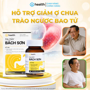 TPBVSK Viên uống hỗ trợ trào ngược giảm ợ chua, đầy hơi, trào ngược bao tử, hỗ trợ Dạ Dày Bách Sơn Uhealth (Hộp 60 viên)