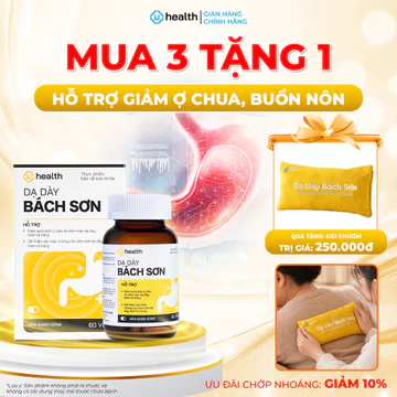 [MUA 3 TẶNG 1] Viên uống hỗ trợ Dạ Dày Bách Sơn Uhealth hỗ trợ trào ngược giảm ợ chua (Hộp 60 viên)
