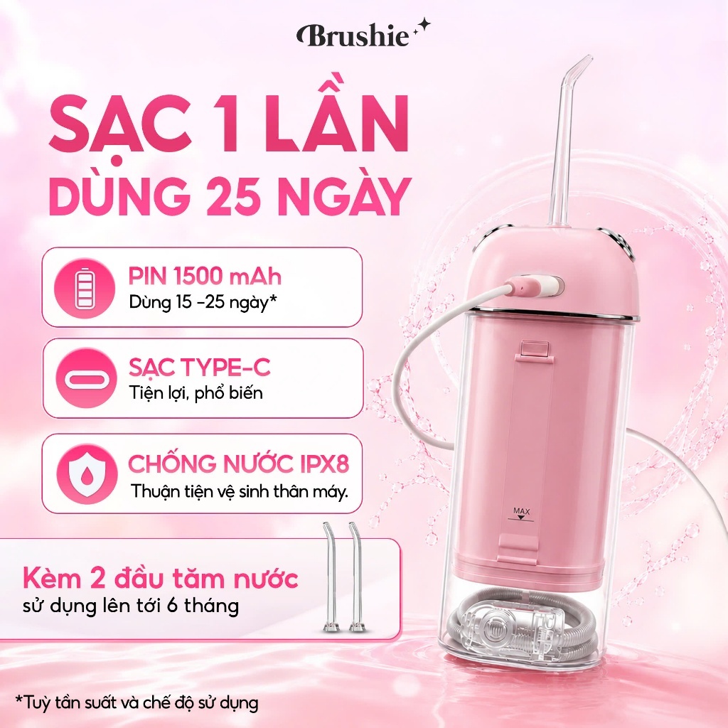 [ShopeeVIP] Tăm Nước Brushie Ultra Clean 16 Chế Độ Làm Sạch, Flossie Gấp Gọn Du Lịch, SVIP | BigBuy360 - bigbuy360.vn