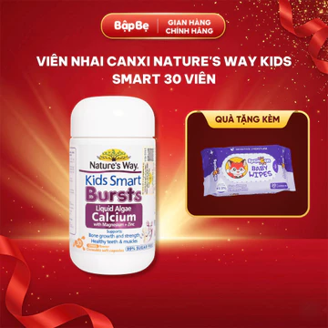 Viên Nhai Canxi Nature's Way Kids Smart 30 Viên Aquamin F Bổ Sung Canxi Magie Kẽm Vitamin D3K2 Cho Bé