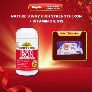 Sắt Bầu Nature's Way High Strength Iron 30 Viên - Viên Uống Sắt Hữu Cơ Bisglycinate Bổ Sung Vitamin C Và Vitamin B12