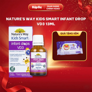 Vitamin D3 Nature's Way Kids Smart Infant Drops 13ml – D3 Thuần Organic Hỗ Trợ Hấp Thu Canxi Cho Bé Dầu Hướng Dương