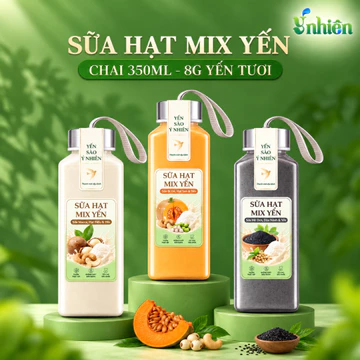 [HỎA TỐC HCM] Sữa Hạt Mix Yến Ý Nhiên 350ml–8gr Yến Tươi - Sữa Mè Đen, Macca Hạt Điều, Bí Đỏ Hạt Sen