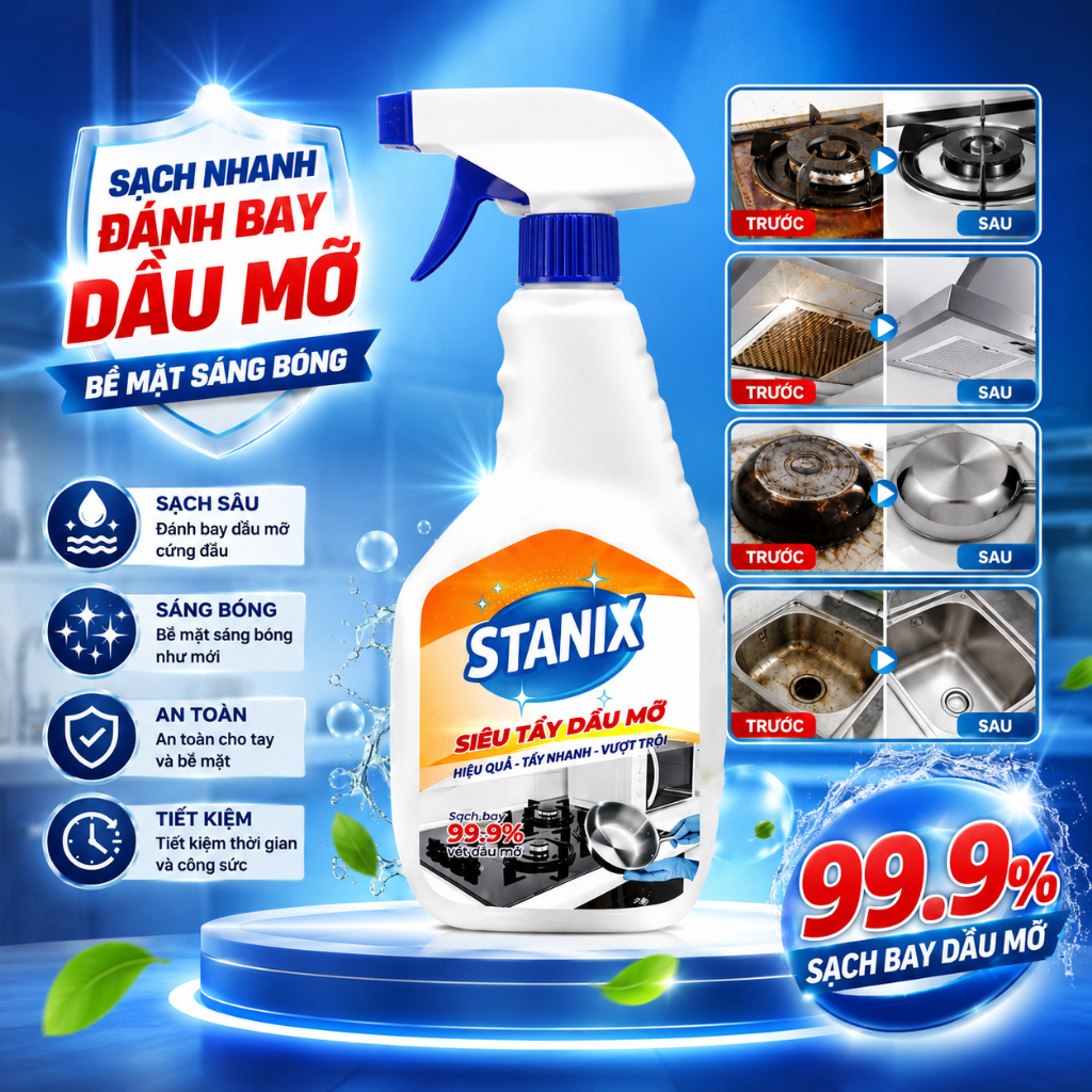 [DEAL HỜI] Siêu Tẩy Dầu Mỡ STANIX 500ML, Giúp Đánh Bay Dầu Mỡ Hiệu Quả