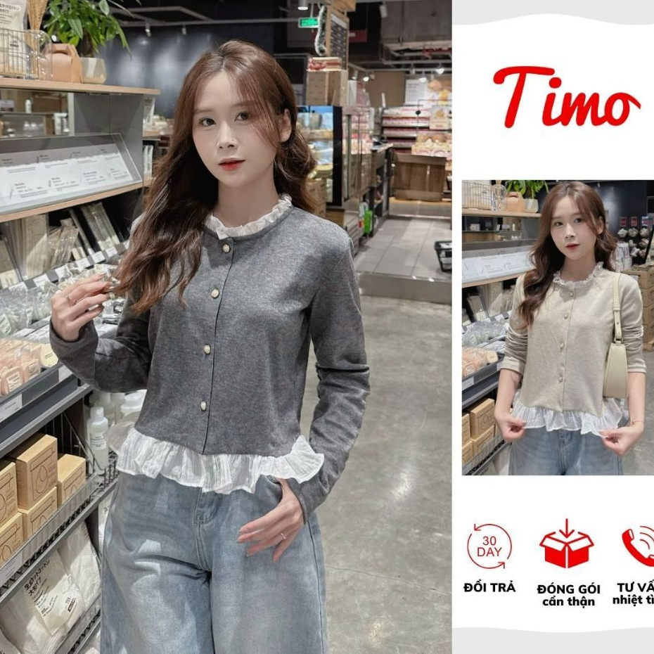 Áo nữ tay dài dáng cardigan cổ bèo phong cách tiểu thư nhẹ nhàng dễ phối đồ (kèm quà tặng) AOT093