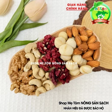 500Gram Hạt mix hỗn hợp sấy nguyên vị Hạnh nhân, Mắc ca, Óc chó đỏ, Hạt điều, Óc chó vàng, Hạt bí