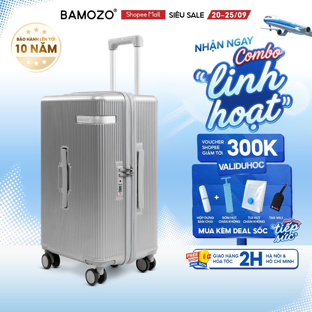 [DEAL HOT] Vali Du Lịch Bamozo Lumispace Chất Liệu PC Nguyên Khối Siêu Bền Bỉ_LUMI