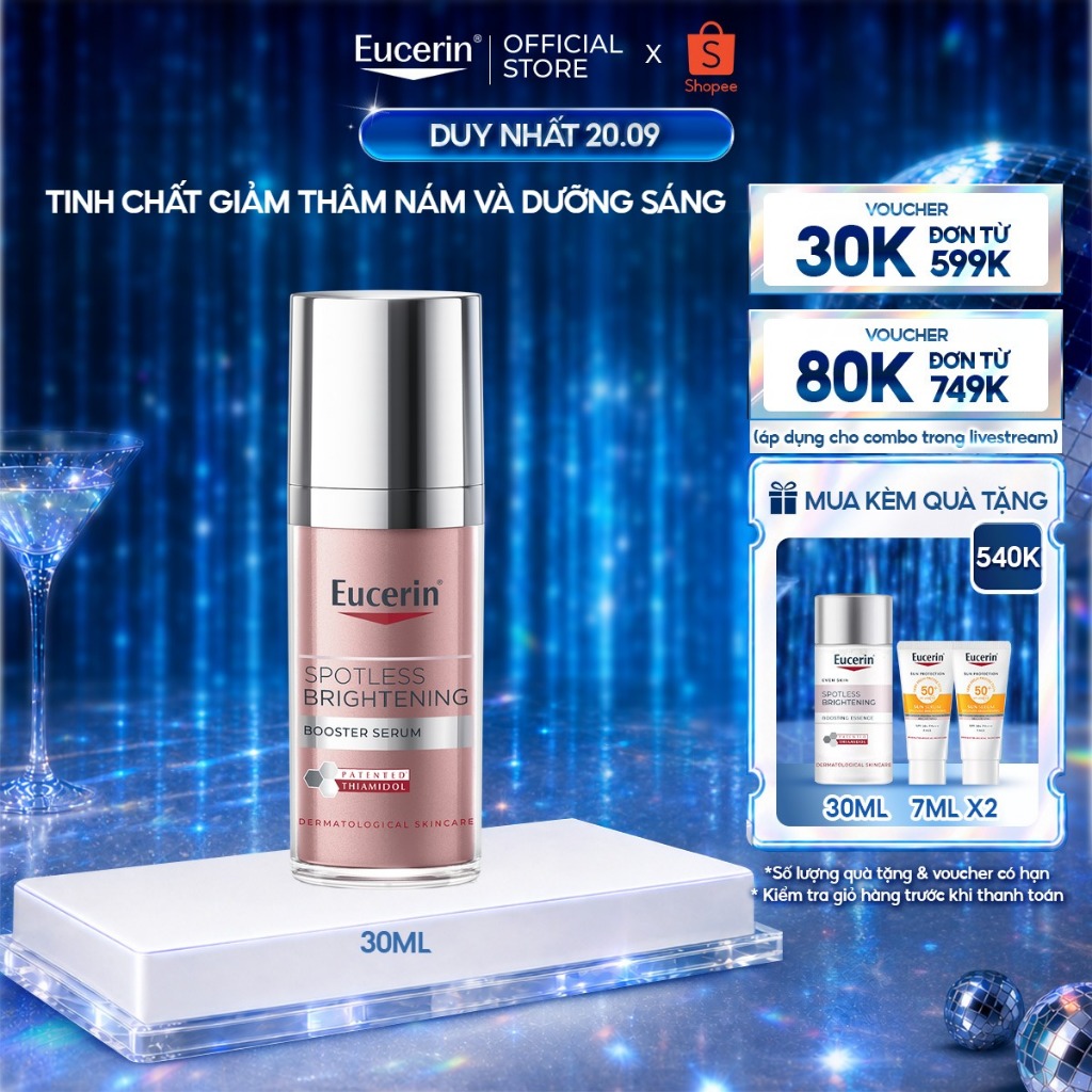 Tinh chất giảm thâm nám & dưỡng sáng Eucerin Spotless Brightening Booster Serum 30ml | Serum mờ thâm sáng da | Skincare