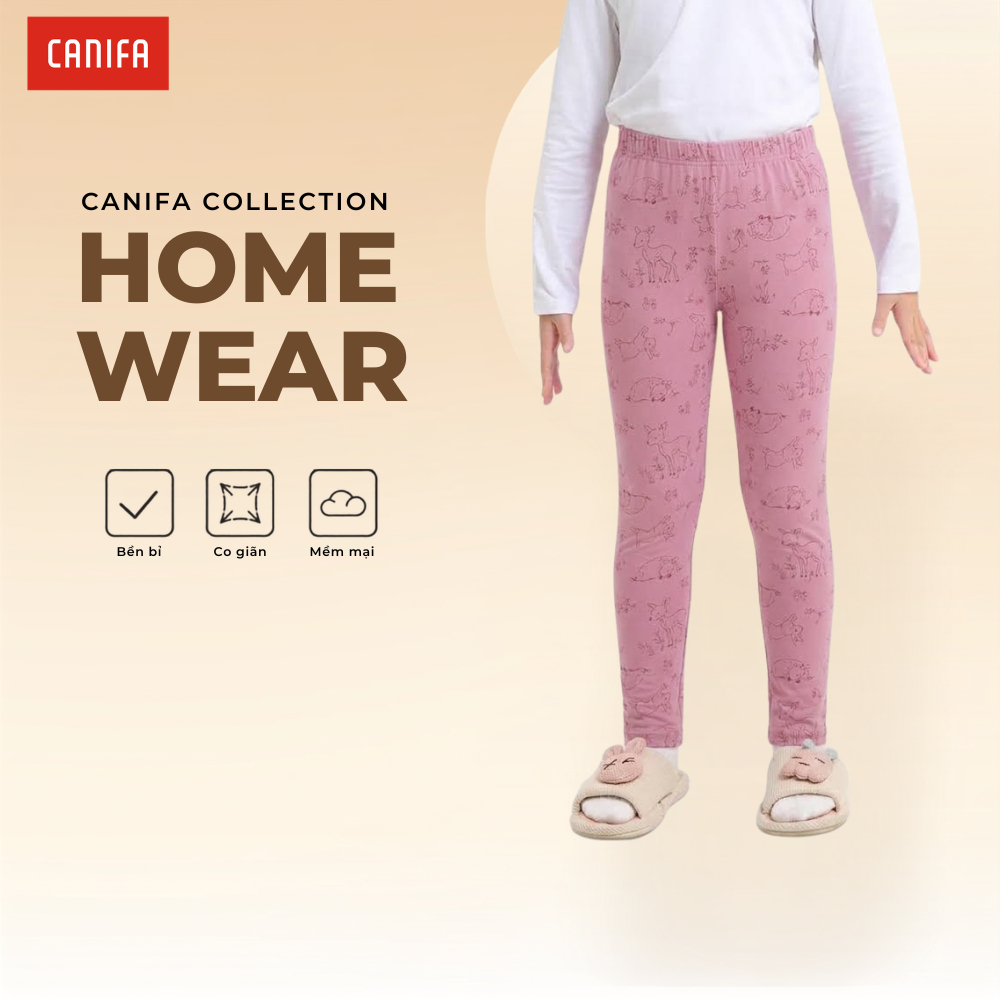 Quần legging bé gái CANIFA  dáng ôm mặc nhà mềm mại có chứng chỉ OEKO-TEX an toàn với làn da 1LB26W002