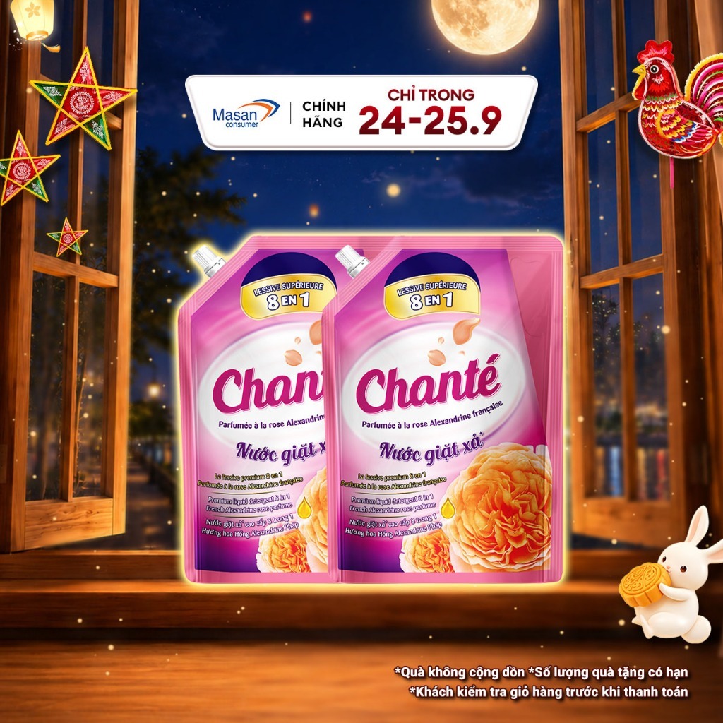 Combo 2 Túi Nước Giặt Xả Chanté Cao Cấp 8 Trong 1