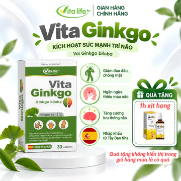 [XH] Vita Ginkgo VITA LIFE viên uống hỗ trợ tăng cường chức năng não hộp 30 viên nhập khẩu chính hãng