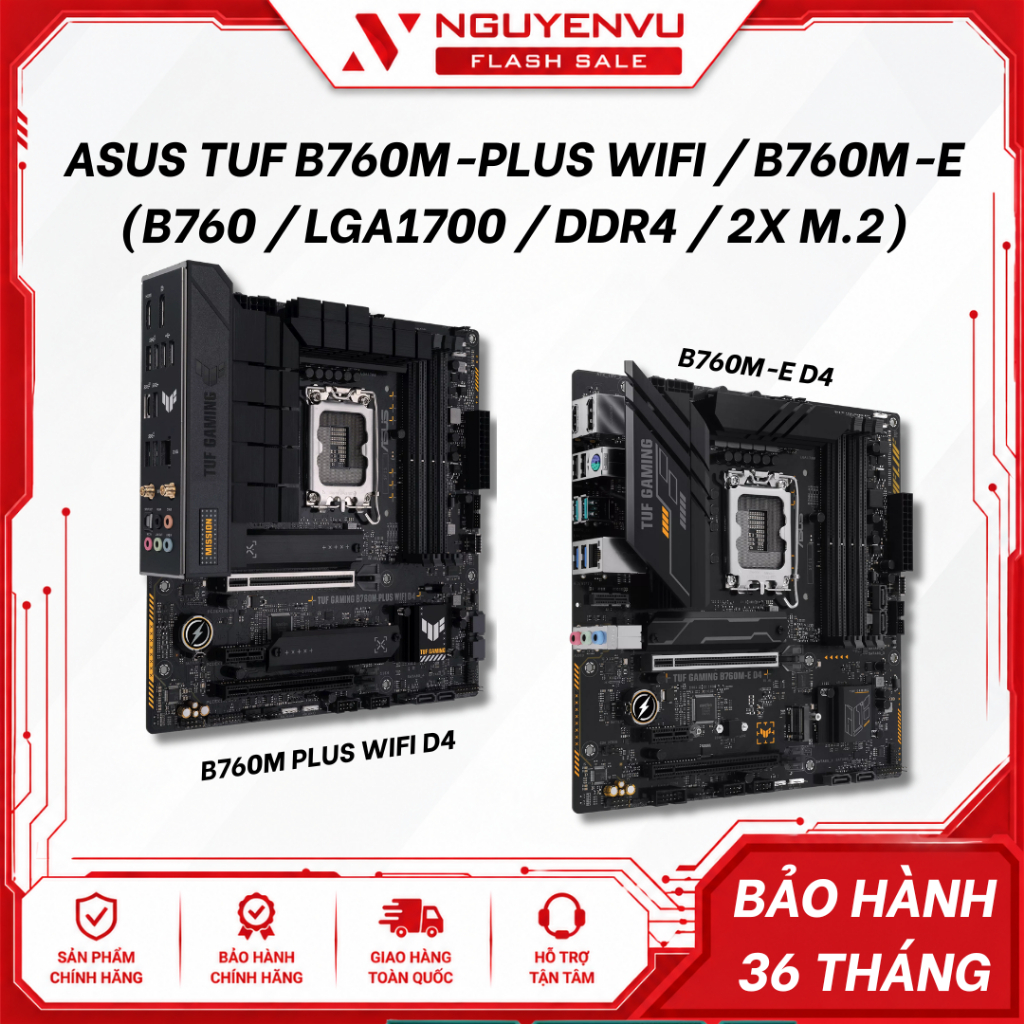 Mainboard ASUS TUF GAMING B760M-PLUS WIFI D4 / B760M-E D4 (B760 / LGA1700 / DDR4 / 2x M.2)