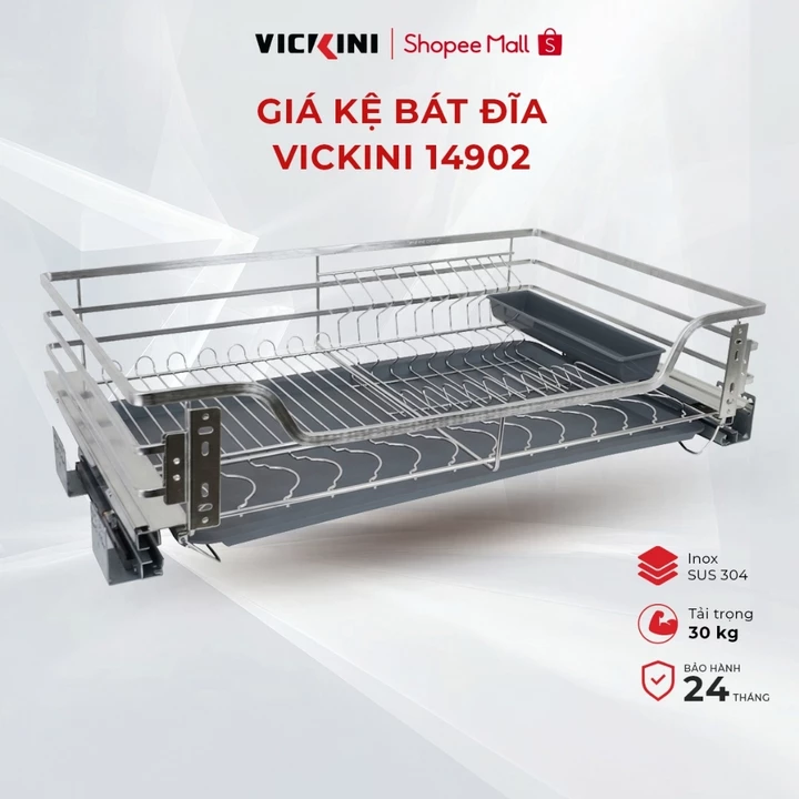 Kệ Bát Đĩa VICKINI 14902 Inox PSS Bóng Thiết Kế Hiện Đại Ngăn Nắp Gọn Gàng Dễ Dàng Lắp Đặt