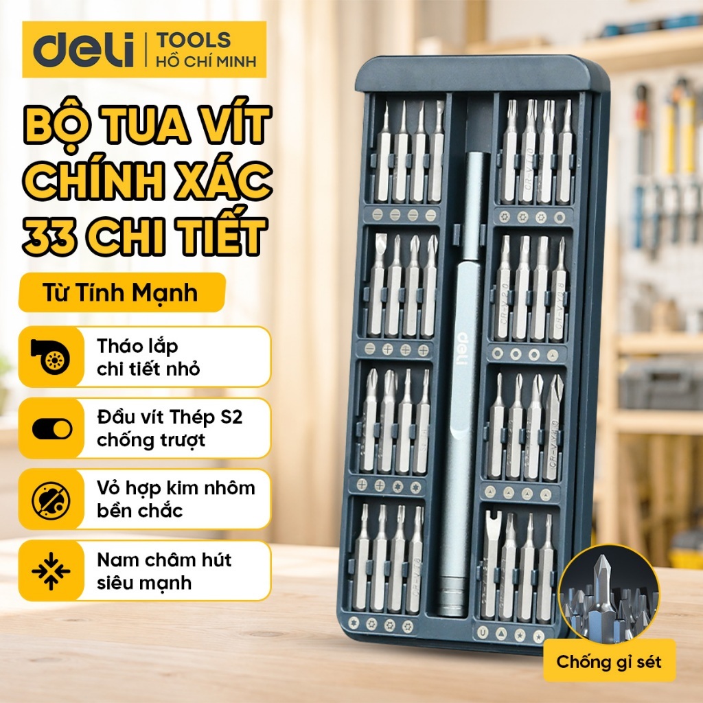 Bộ Tua Vít Đa Năng nhiều chi tiết tiện lợi Chính Hãng DELI - Sửa Chữa Tiện Điện Thoại Máy Tính Và Đồ Điện Tử