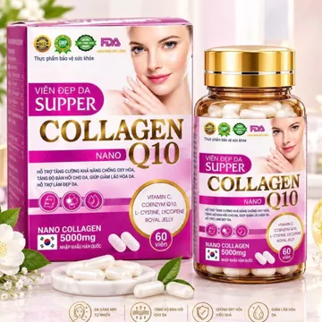 SUPPER COLLAGEN Q10 – Viên Uống Hỗ Trợ Làm Đẹp Da, Bổ Sung Nano Collagen 5000mg